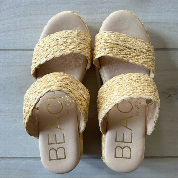 NEW BEACH by Matisse Ocean Ave Womens Platform Slide Raffia Slip On Sandals - Picture 3 of 5